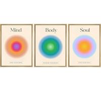 Linilioart Colorful Gradient Aura Angel Numbers Poster Sets for Room Mind Body Soul Quote Print Spiritual Wall Decor, without Frame (40x60cm)