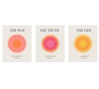 Linilioart Jesus Aura Posters, Set of 3 Scripture Prints, Jesus is The Way and The Truth and The Life Bible Verse Canvas Wall Art (Red,30x40cm)