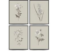 Linilioart Nature Wall Decor Set of 4 Botanical Wall Art Prints Fall Farmhouse Decorations Botanical Posters for Living Room,Unframed (40x60cm)