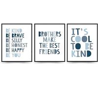 Linilioart Set of 3 Boys Rules Poster Playroom Nursery Classroom Decor Print,Neutral Gender Colorful Art for boys room, Unframed (20x25cm)
