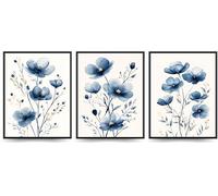 Linilioart Set of 3 Flower Wall Art Prints Wildflower Pictures Abstract Botanical Paintings Decor For Living Room Bedroom Bathroom, Unframed (30x40cm)