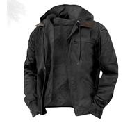 Lininco Mens Jackets, Hooded - Zipped up - Fleece Lined Jacket, Thickened Lightweight Casual Mens Fall Winter Jackets (Black,M)