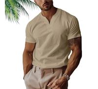 Lininco Mens Shirts, Braylen/Jason Stylish T-Shirt, Business Fitness Tee,V Neck Solid Business Fitness Tee for Men (Brown,M)