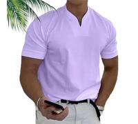 Lininco Mens Shirts, Braylen/Jason Stylish T-Shirt, Business Fitness Tee,V Neck Solid Business Fitness Tee for Men (Purple,M)