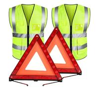 LINISITING 2 Pcs Foldable Car Breakdown Warning Triangle, Roadside Hazard Safety Sign with Reflective Safety Vest, Portable Emergency Kit for Car Truck SUV, Compliant with ECE R27