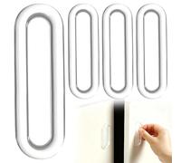 LINISITING Clear PU Self-Adhesive Pulls, 4 Pcs Self-Adhesive Pull Handles, Recessed Finger Pulls Oval Sliding Door for Drawer Wardrobe Glass Doors Window Strong Instant Cabinet Knobs