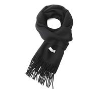 linişte 100% Wool Scarf - Men and Women Winter Warm Soft Luxurious Solid Colors Gift Box, Black, One size