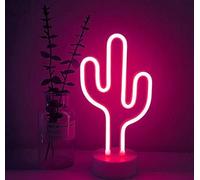 LINJIA Neon Sign, LED Decor Night Light USB/Battery Cactus Neon Lights with Base, for Bedroom Decoration Game Room Bar Party Gift Decor (Pink)