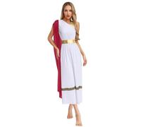Linjinx Halloween Toga Costume For Women Golden Roman Empress & Ancient Greek Princess Dress Burgundy S