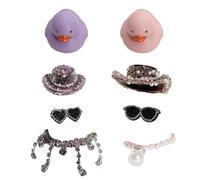 Linjoy 2pcs Rubber Duck, Cute Cowboy Hat Sunglasses Rubber Ducky for Car Dashboard Decorations & Office Gifts (Pink Purple)