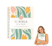 Linjoy The Bible in A Year: 52-W ible Study Guide, Study Journal for Women, Spiral Bibles Journal, Christian Scripture Note-Taking Notebook (A4)