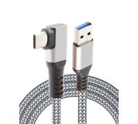 Link Cable 3M 10FT for Oculus/Meta/Quest 3S/3/2/1/Pico 4 Pro/SteamVR/Gaming | Braided Long Right Angle VR Headset Cable, 5Gbps High Speed Data, USB A 3.1 to Type-C, 3A 60W Fast Charging