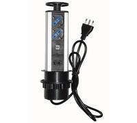 LINK LKMPT02 Retractable Table Socket with 2 Sockets 16A Female ITA/Schuko, 1 Rj45, 1 Rj11, 2 USB, Black
