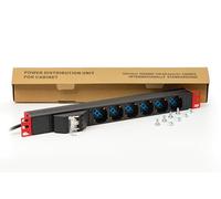 LINK SAFETY AND PROTECTION BRAND MULTIPRESA MODEL ALIMENTAZIONE PER RACK 19 WITH 6 REPEE UNIVERSALI TRIPOLARI/SCHUKO MAGNETOTHERMIC WITH STAFFE ROSSO STAFFE