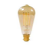 Link2Home B22 WiFi LED Filament ST64 Lamp Smart Light Bulb - Dimmable, Wide-Spectrum White Light, Compatible with Alexa and Google Voice Control