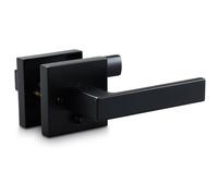 Linkaa Privacy Door Levers Matte Black Door Handles, Bed and Bath Door Locksets Heavy Duty Zinc Alloy，Keyless Interior Handles, Reversible for Left Right Handed Doors（Privacy，Push Button Lock，1 Pack）