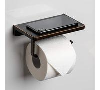 Linkaa Toilet Paper Holder with Shelf Oil Rub Bronze,Wall Mount Bathroom Decor Phone Holder,Rust-Proof Aluminum Matte Finish,Bathroom Accessories Storage Shelf for Phone, Inc. (Oil Rubbed Bronze)