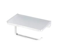 Linkaa Toilet Paper Holder with Shelf Polished Chrome,Bathroom Accessories Wall Mount Phone Holder,Heavy Duty Zinc Alloy Tissue Paper Roll Holder Cell Phone Storage Shelf (Polished Chrome)