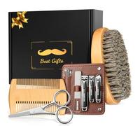 Linkax Beard Brush Grooming Kit with Nail Clippers, Father Day Gift for Dad Grandad Step Daddy, Mens Birthday Gifts Set for Men Him Husband Boyfriend, Personalised Presents