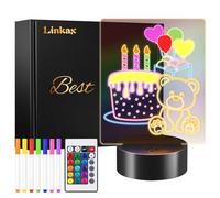 Linkax LED DIY Drawing Board Night Light, 16 Colors Changes 4 Modes, Christmas Birthday Gifts for 5 6 7 8 9 10 11 12 Year Old Teenage Boy Girl Child