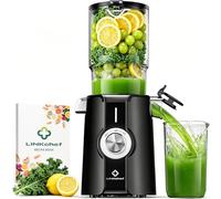 LINKChef Cold Press Juicer, 200W Masticating Slow Juicer 4.53" Large Feed Chute Fit Whole Fruits Vegetables with Juice Recipes, High Juice Yield, Easy to Clean, BPA-Free