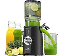 LINKChef Cold Press Juicer Machine, 4.35" Wide Chute for Whole Fruit & Vegetable, 200W Electric Slow Masticating Juicer with 2 Cups, High Juice Yield, Easy to Clean, BPA-Free, Black