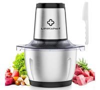 LINKChef Food Processor, Dual-Speed Mini Electric Vegetable Chopper with 1.5L Stainless Steel Bowl, 3-Layer Blades, Small Food Processor for Meat, Onions, Garlic, Nuts, Baby Food, Black