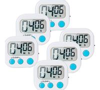 LinkDm 6 Pack Small Digital Kitchen Timer Magnetic Back and ON/Off Switch,Minute Second Count Up Countdown, White
