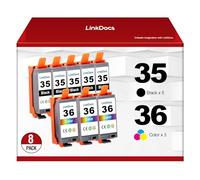 LinkDocs Compatible PGI-35 CLI-36 Ink Cartridge Replacement for Canon 35 36 PGI35 CLI36 Ink Cartridges Work with Canon Pixma iP110 iP100 TR150 Printer (8 Pack, 5Black& 3Color)