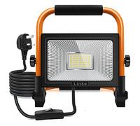 Linke 35W LED Work Light 3000LM Job Site Light 6500K Portable Floodlight Super Bright Construction Lights with 3.5m Wire Plug IP66 Waterproof for Workshop, Garage, Garden