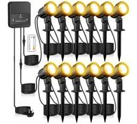Linke Garden Spotlights Mains Powered, 35m 12 in 1 LED Landscape Lights Cold & Warm White IP66 Waterproof Outdoor Garden Lights Pathway Lighting for Yard Lawn Patio Tree