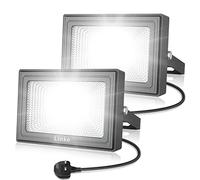 Linke LED Floodlight Outdoor 15W, 1200LM Work Lights with Plug, IP66 Waterproof Led Outdoor Lights, Wall Lights 6500K Daylight White for Garden, Porch, Courtyard, Garage & Warehouse, 2 Pack