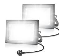 Linke LED Floodlights 60W with Plug, 5200LM Super Bright Work Light, IP66 Waterproof 6500K Daylight White Flood Light Mains Powered for Outdoor Garden, Porch, Courtyard, Garage & Warehouse, 2 Pack