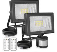 Linke Security Lights Outdoor Motion Sensor 15W, 1200LM PIR Security Light 6500K LED Floodlights, IP66 Waterproof Outside Daylight Wall Light for Garage Garden Hallway Backyard, 2 Pack