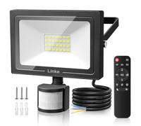Linke Security Lights Outdoor Motion Sensor, 25W 2100 Lumen LED Floodlights with PIR Sensor, IP66 Waterproof Motion Sensor Outdoor Wall Light with Remote Control for Garden, Backyard, Garage