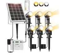 Linke Solar Spot Lights Outdoor Garden, 2700K/4000K/6000K Adjustable 6 in 1 Led Solar Powered Spotlight IP66 Waterproof Solar Landscape Spotlights Solar Fence Lights for Yard Lawn Tree Statue, 6P