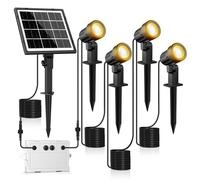 Linke Solar Spot Lights Outdoor Garden, 4 in 1 3000K Warm White LED Solar Powered Spotlight IP66 Waterproof Landscape Spotlights Fence Light