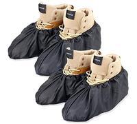 LINKEASE Reusable Boot & Shoe Covers Water Resistant Non Skid and Washable for Real Estate Contractors to Keep Floors Carpets Footwear and Rooms Clean - 2 Pairs (Extra Large, Black)