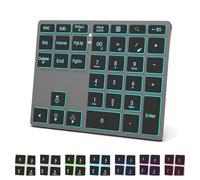 LINKEET Tri-Mode Aluminum Numpad 7-Color LED Backlit, BT5.0/USB/2.4G Wireless Rechargeable Number Pad 35-Key Scissor Switches Light Up Keycaps for PC/Laptop/MacBook/Win/Mac, Grey Black