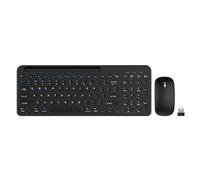 LINKEET Wireless Keyboard and Mouse for Mac, 2.4G/Bluetooth Keyboard and Mouse Combo Ultra Slim USB C Rechargeable Compact Silent 99 Keys Retro Round Keycaps Integrated Stand for Mac/Win, Black