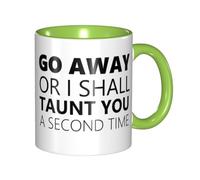 LINKEQICHE Monty Python Mug Holy Grail Go Away Or I Shall Taunt You A Second Time Mug Cups Internal And Handle Green 11Oz Mug