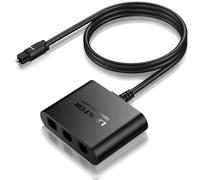 LiNKFOR Optical Splitter - 1x3 Toslink Cable Splitter with 1m Optical Audio Cable Toslink Splitter 1 IN 3 OUT Support LPCM 2.0 DTS Dolby-AC3 Compatible with PS3 DVD HDTV STB Etc