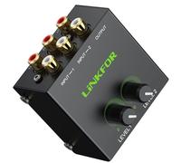 LiNKFOR Passive Stereo Mixer - 2 Channel Audio Mixer with Gold-Plated RCA Connectors, Independent Volume Control audio mixer, Compact Metal Body Mini RCA Audio Mixer for Amplifiers and Speakers