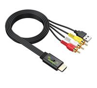 LiNKFOR RCA to HDMI Converter - AV to HDMI CVBS Audio Video Adapter Built-in 150cm Cable, Male RCA to HDMI Adapter with 16:9/4:3 Conversion Supports PAL/NTSC for Wii/ PS1/ PS2/ N64 Retro Console