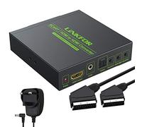 LiNKFOR SCART to HDMI Converter - 1080P RGB SCART and HDMI to HDMI Adapter with 3.5mm & SPDIF Audio Output, Plug & Play Metal Upscaler Box for HDTV, PS3, STB, Blu-ray, DVD - UK Plug