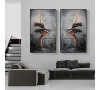 LINKGIN Home Dancing Ballerina Canvas Paintings Large Size Abstract Ballet Girl Wall Painting Elegant Canvas Artwork for Hotel Room Decor 76x44cmx2pcs frameless