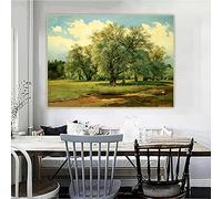 LINKGIN Home Ivan Shishkin《Willows Lit Up by the Sun》Canvas Art Oil Painting Stretched and Framed Poster for Bathroom Decoratios 70x90cm Innerframe