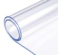 LinkGro 42X96 Inch 1.5mm Thick Clear PVC Table Cover Protector Vinyl Glass Table Protector for Dining Room Vinyl Rectangle Wood Furniture Wipeable Tablecloth Protector Countertop Protective Cover