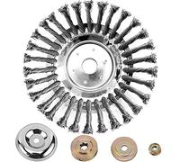 Linkhood 8 Inch Steel Wire Brush Cutter Trimmer Head, Replacement Garden Grass Weed Brush Cutting Head for Rust Removal, Paving Stone, Pavement Joints or Driveway, with Universal Adapter Kit