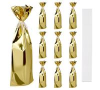 Linkidea 10 Pack Gold Wine Gift Bags with Ties, Bottle Wrapping for Red Wine, Champagne, Party, Holiday & Wedding Gifting (Ribbons)